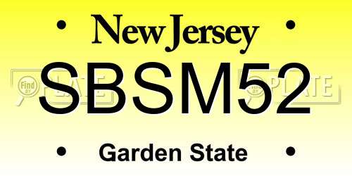 SBSM52 New Jersey License Plate