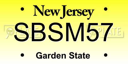 SBSM57 New Jersey License Plate