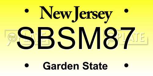 SBSM87 New Jersey License Plate