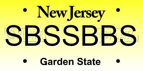 SBSSBBS New Jersey License Plate