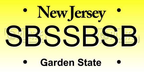 SBSSBSB New Jersey License Plate