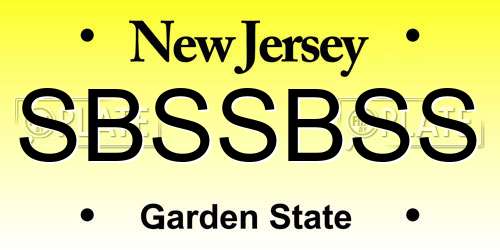 SBSSBSS New Jersey License Plate