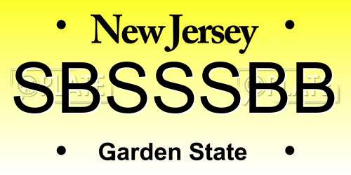 SBSSSBB New Jersey License Plate