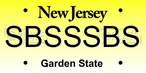 SBSSSBS New Jersey License Plate