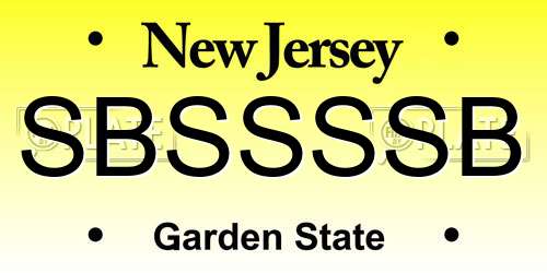 SBSSSSB New Jersey License Plate