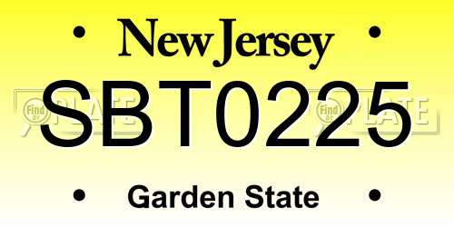 SBT0225 New Jersey License Plate
