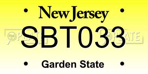SBT033 New Jersey License Plate