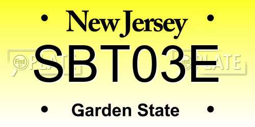 SBT03E New Jersey License Plate