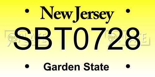 SBT0728 New Jersey License Plate