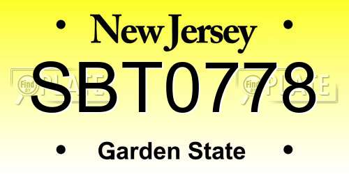 SBT0778 New Jersey License Plate