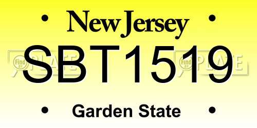 SBT1519 New Jersey License Plate