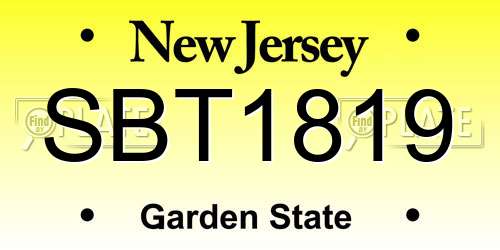 SBT1819 New Jersey License Plate
