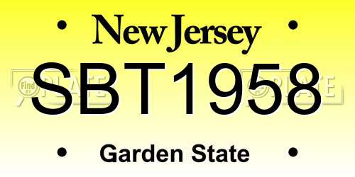 SBT1958 New Jersey License Plate