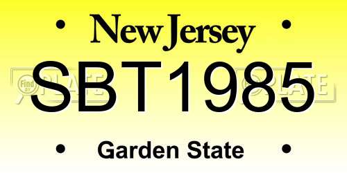 SBT1985 New Jersey License Plate