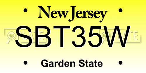 SBT35W New Jersey License Plate