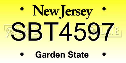 SBT4597 New Jersey License Plate