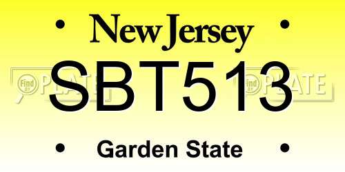 SBT513 New Jersey License Plate