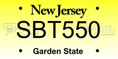 SBT550 New Jersey License Plate