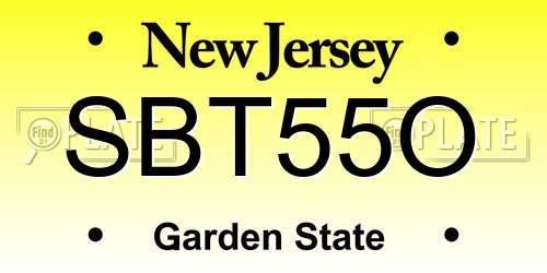 SBT55O New Jersey License Plate