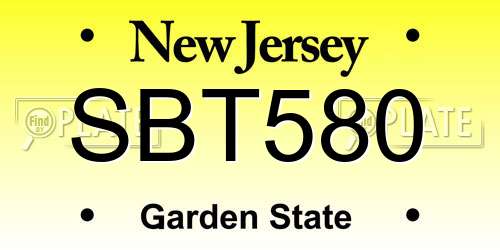 SBT580 New Jersey License Plate
