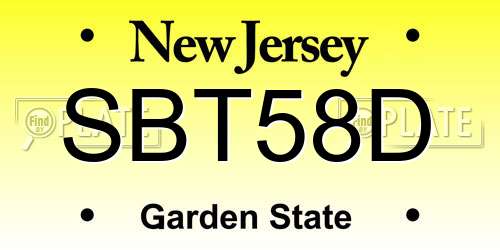 SBT58D New Jersey License Plate