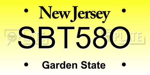 SBT58O New Jersey License Plate