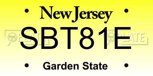 SBT81E New Jersey License Plate