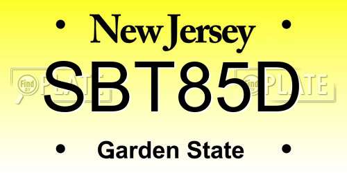 SBT85D New Jersey License Plate
