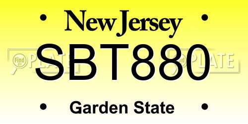 SBT880 New Jersey License Plate