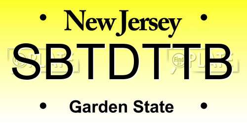 SBTDTTB New Jersey License Plate