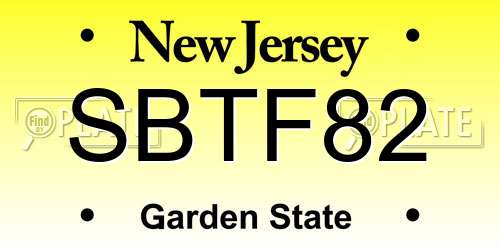 SBTF82 New Jersey License Plate