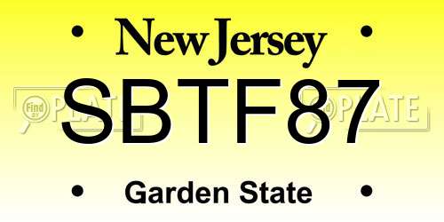 SBTF87 New Jersey License Plate