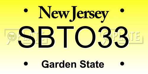 SBTO33 New Jersey License Plate