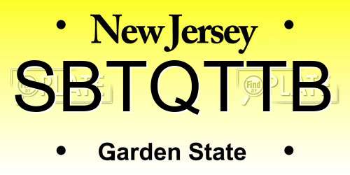 SBTQTTB New Jersey License Plate