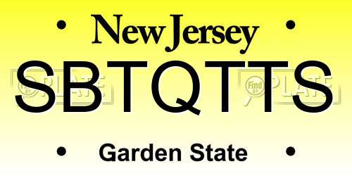 SBTQTTS New Jersey License Plate