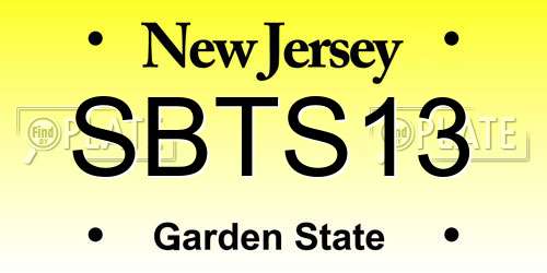SBTS13 New Jersey License Plate