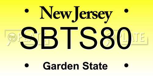 SBTS80 New Jersey License Plate