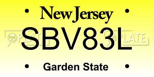 SBV83L New Jersey License Plate