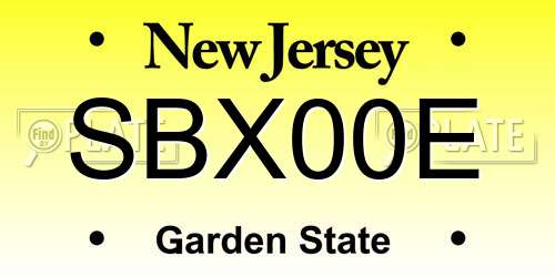 SBX00E New Jersey License Plate