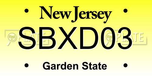SBXD03 New Jersey License Plate