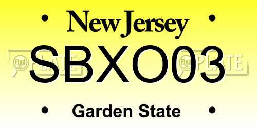 SBXO03 New Jersey License Plate