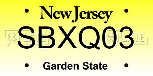 SBXQ03 New Jersey License Plate