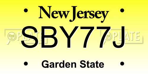 SBY77J New Jersey License Plate