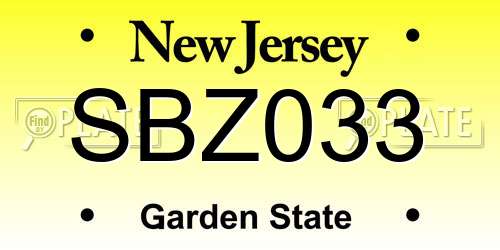 SBZ033 New Jersey License Plate