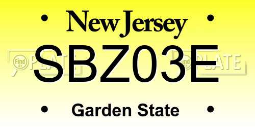 SBZ03E New Jersey License Plate