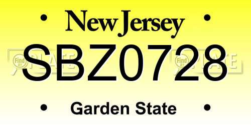 SBZ0728 New Jersey License Plate