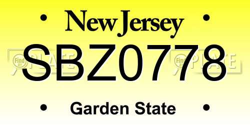 SBZ0778 New Jersey License Plate