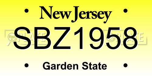 SBZ1958 New Jersey License Plate