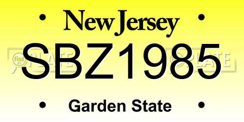 SBZ1985 New Jersey License Plate