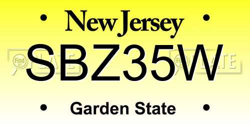 SBZ35W New Jersey License Plate